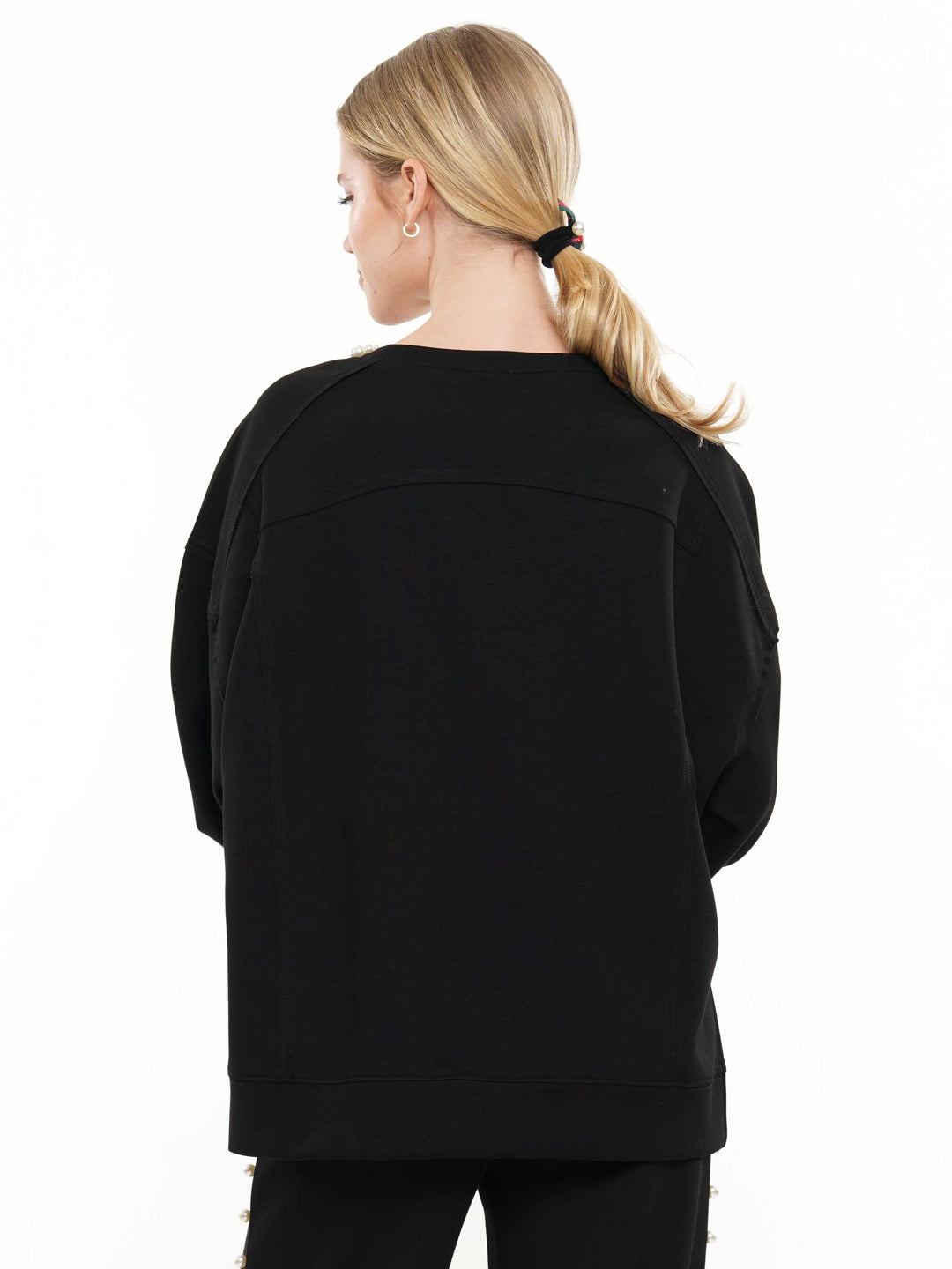 Super soft lyocell pearl and two slit long sleeve top