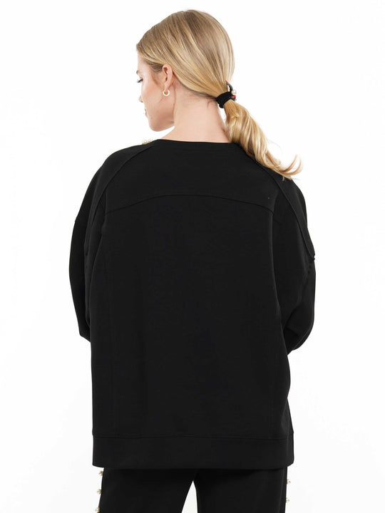 Super soft lyocell pearl and two slit long sleeve top