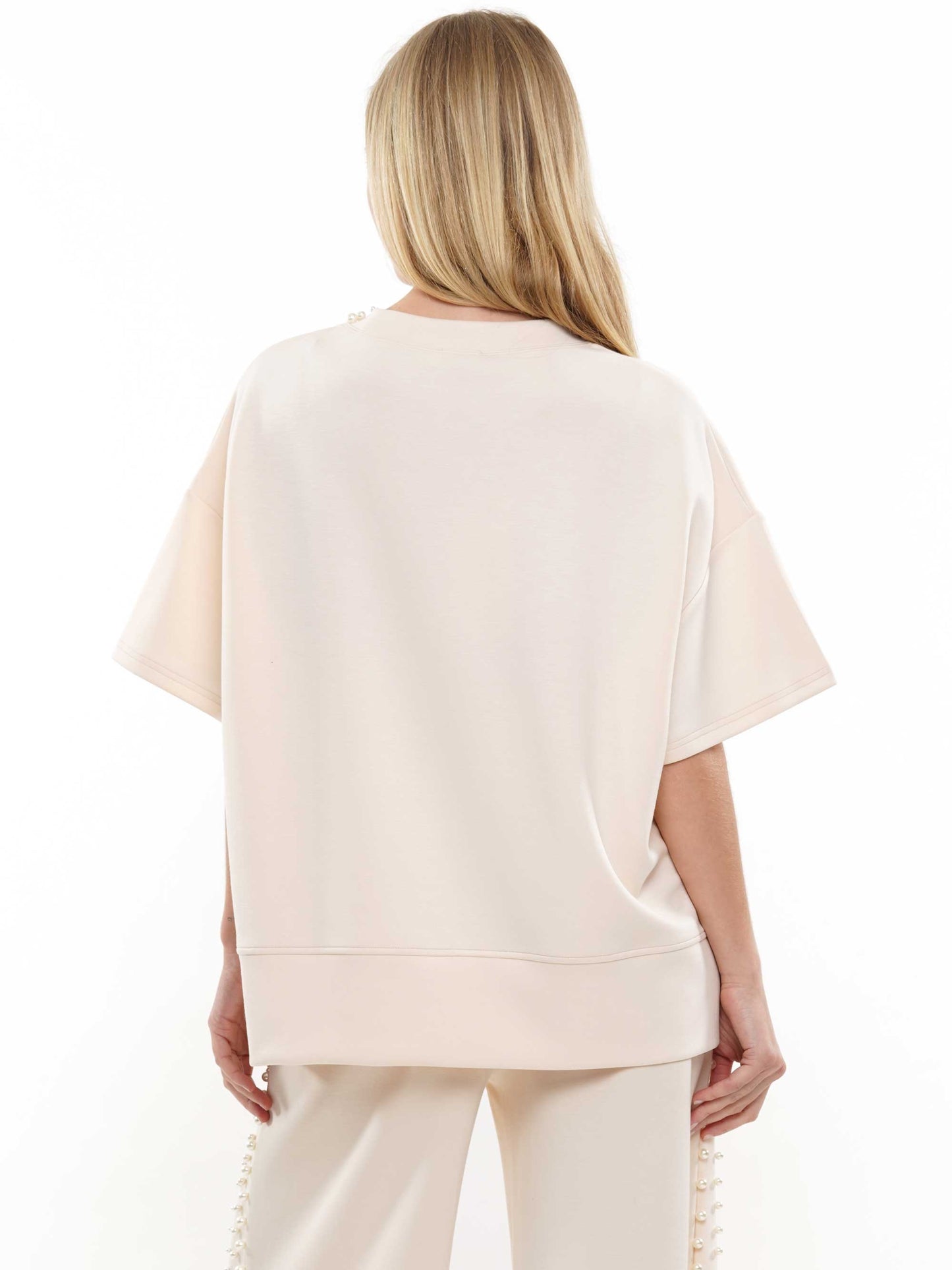 Pearl & Two Slit Short Sleeve Top