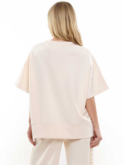 Pearl & Two Slit Short Sleeve Top