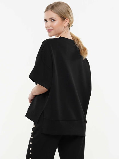 Pearl & Two Slit Short Sleeve Top