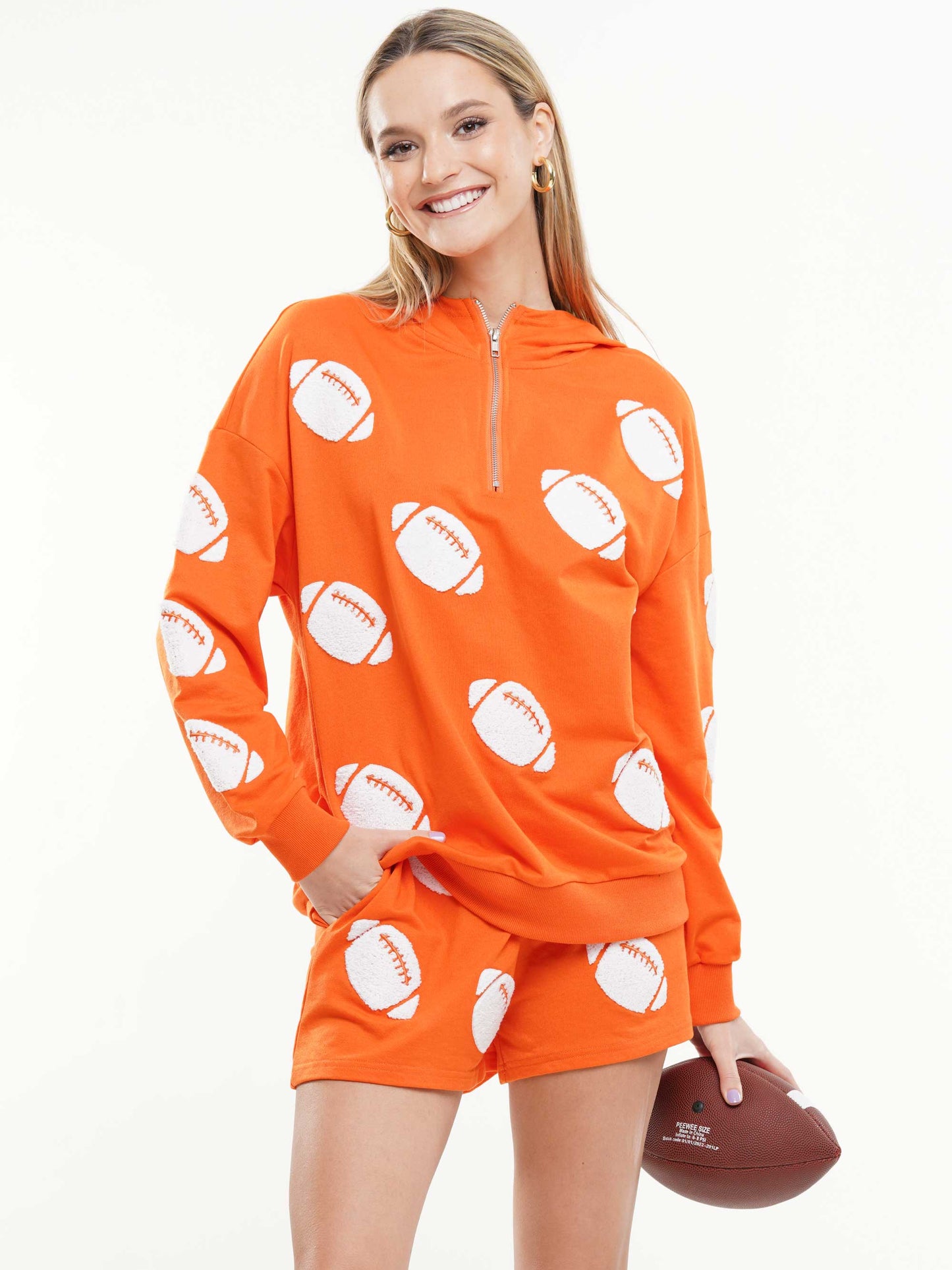 Football Chenille Hoodie & Shorts Set