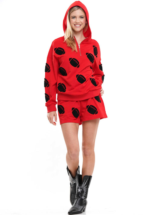 Football Chenille Hoodie & Shorts Set