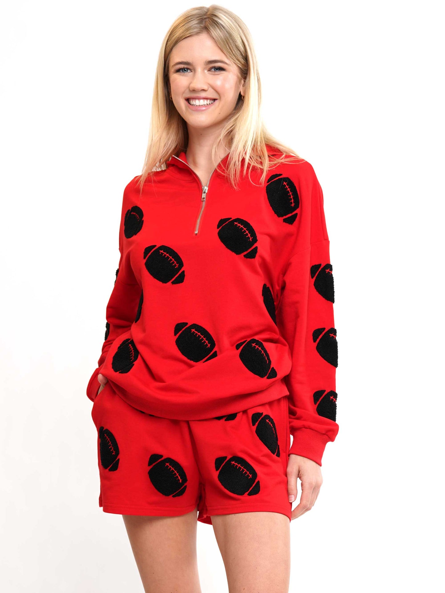 Football Chenille Hoodie & Shorts Set