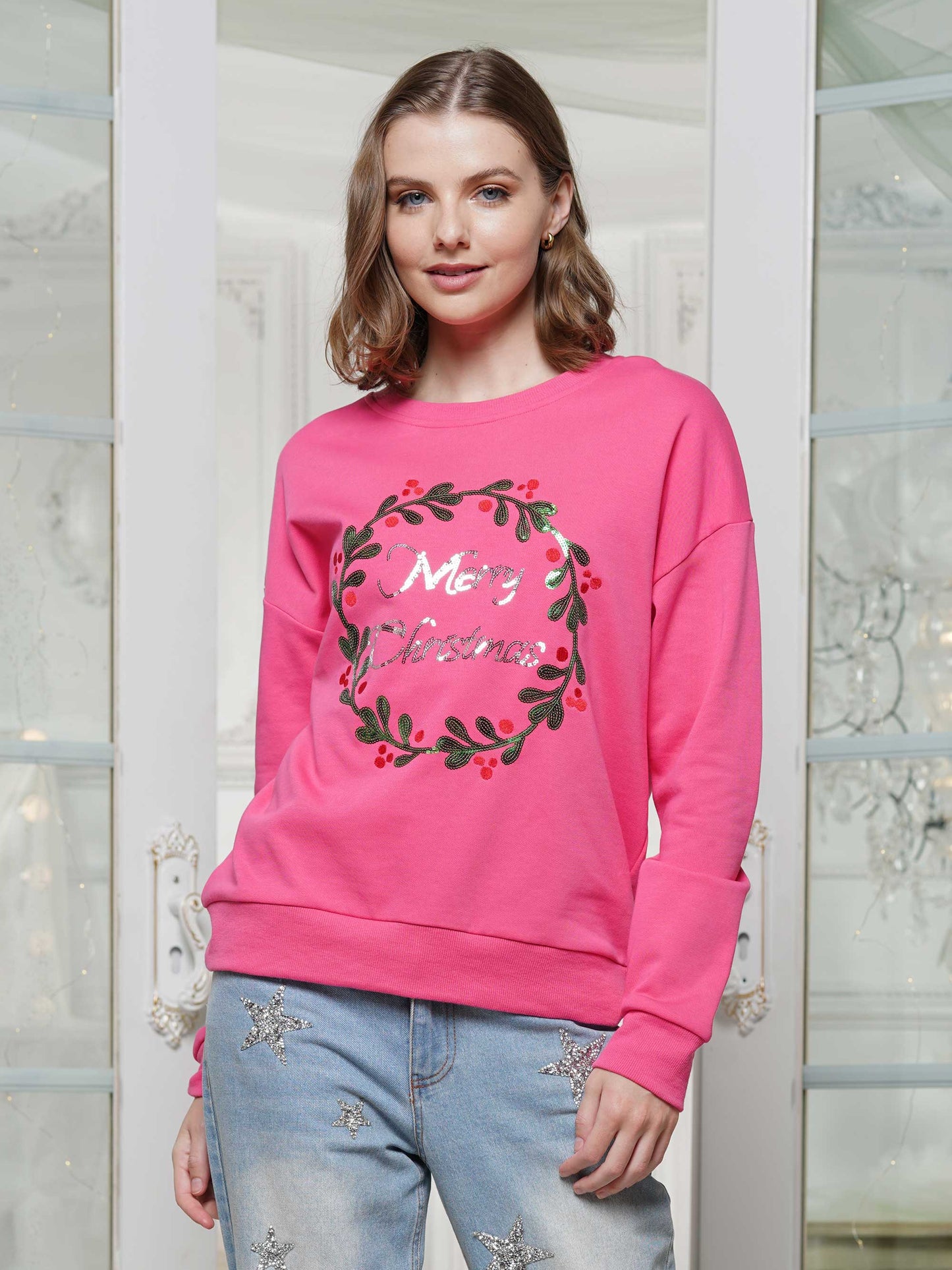 Merry Christmas Wreath Long Sleeve