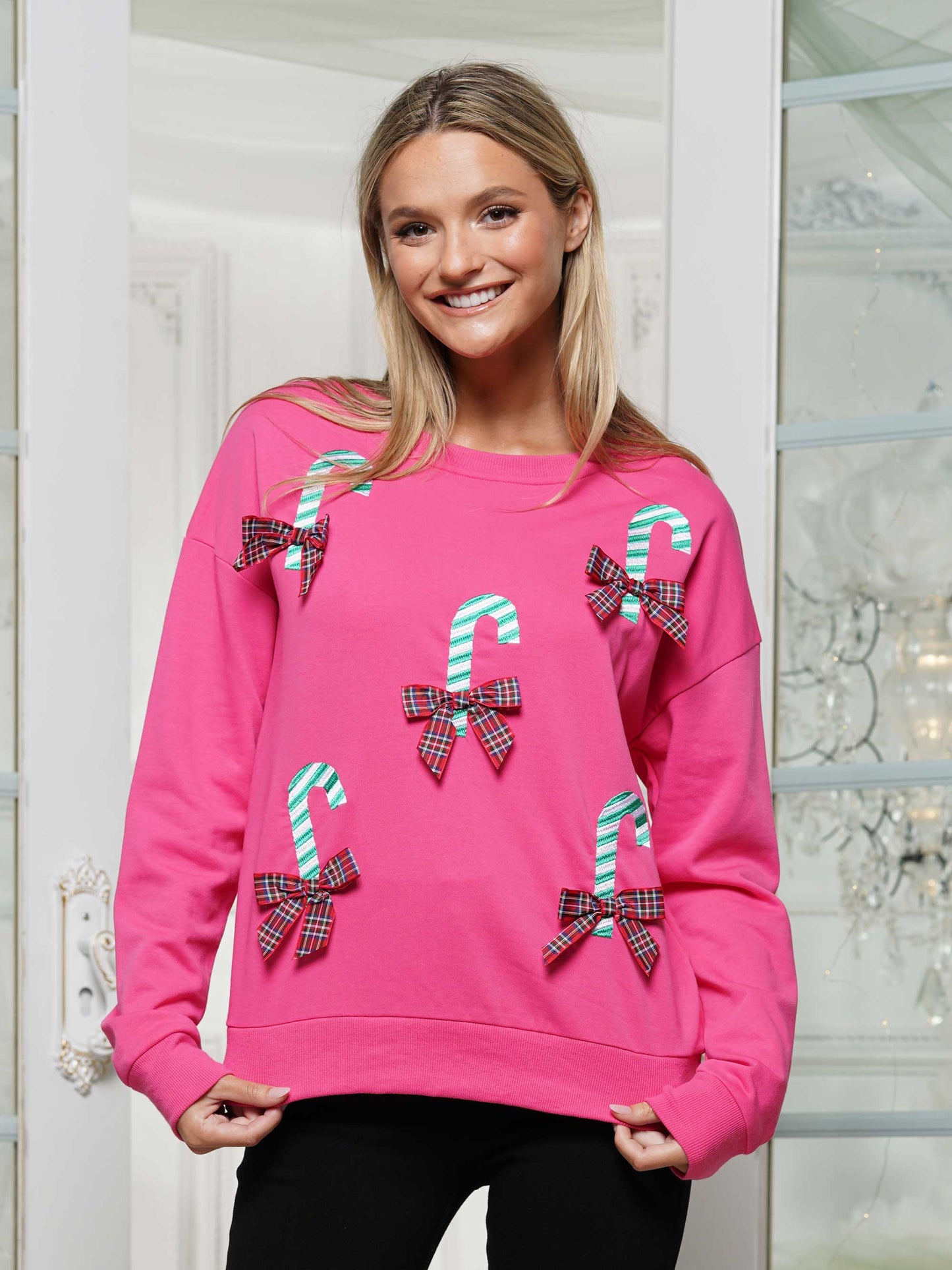 Candy Canes And Plaid Bows Long Sleeve