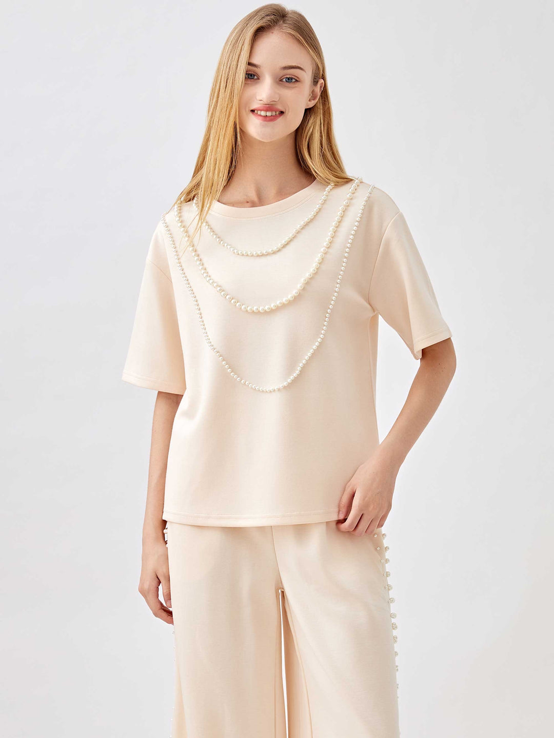Light Soft Lyocell Pearl Detail Top