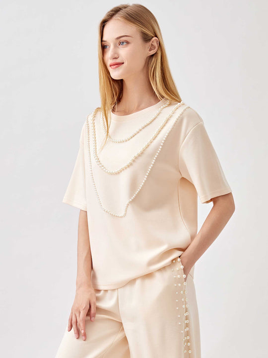 Light Soft Lyocell Pearl Detail Top