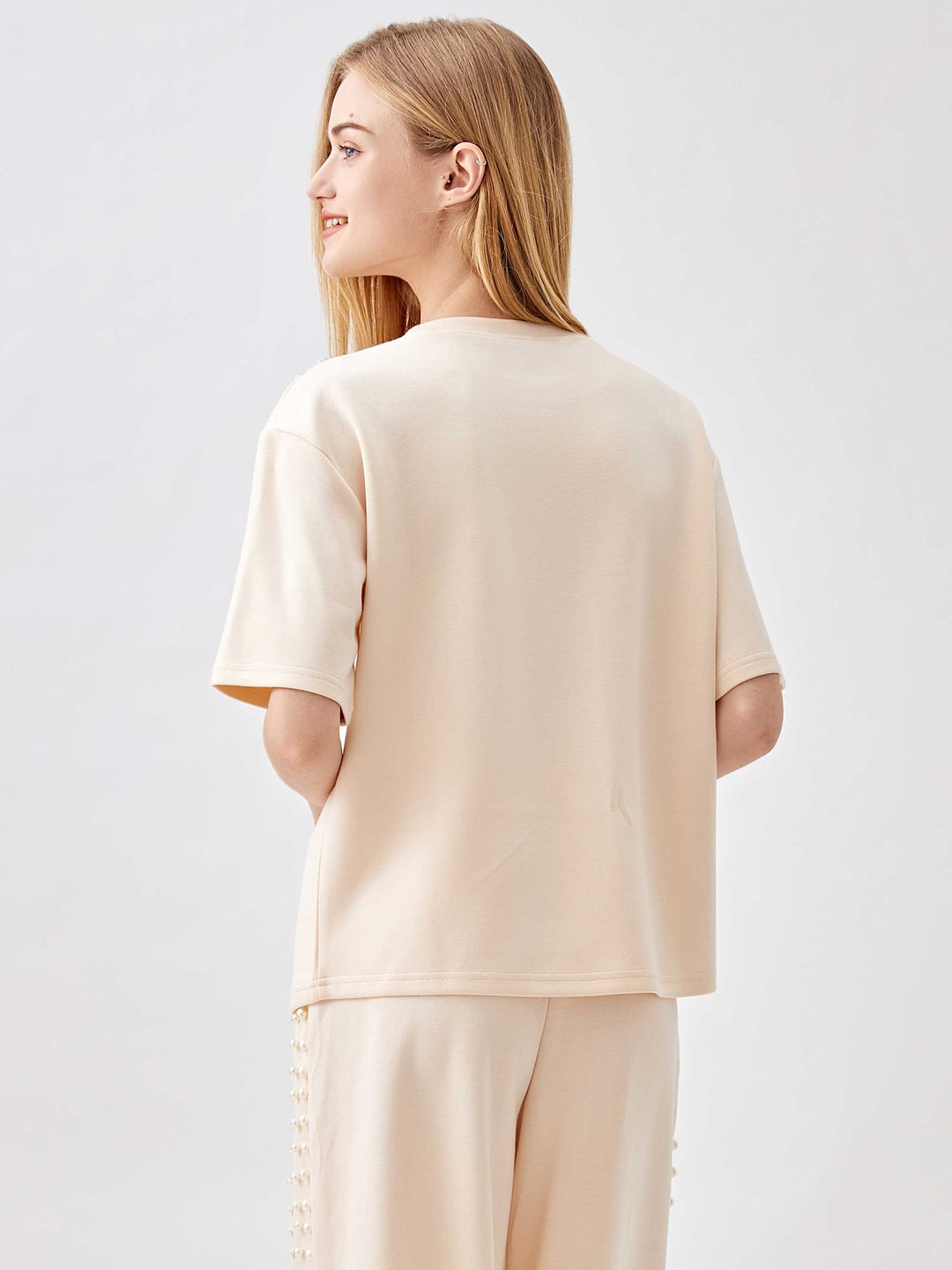Light Soft Lyocell Pearl Detail Top