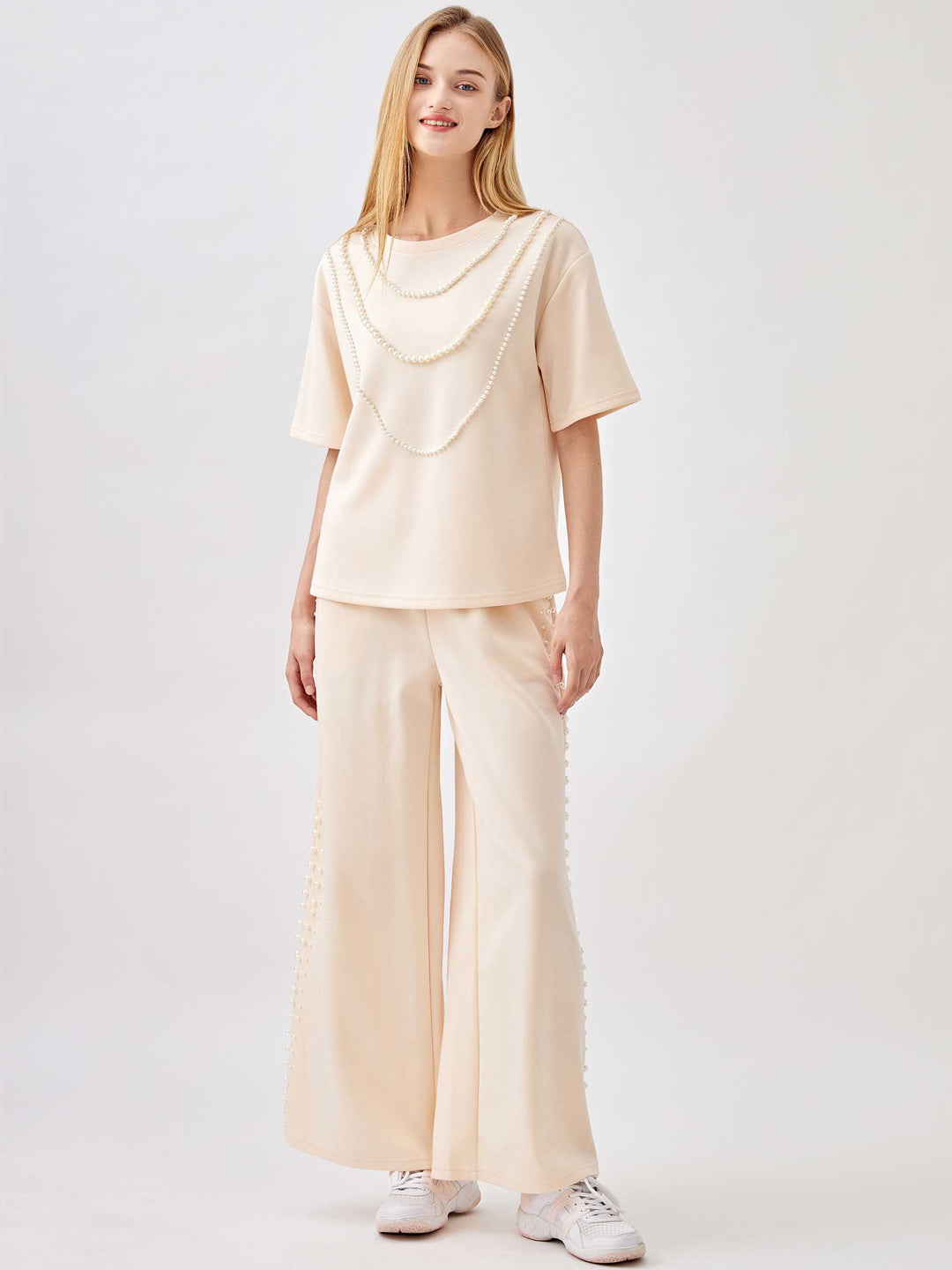 Light Soft Lyocell Pearl Detail Top