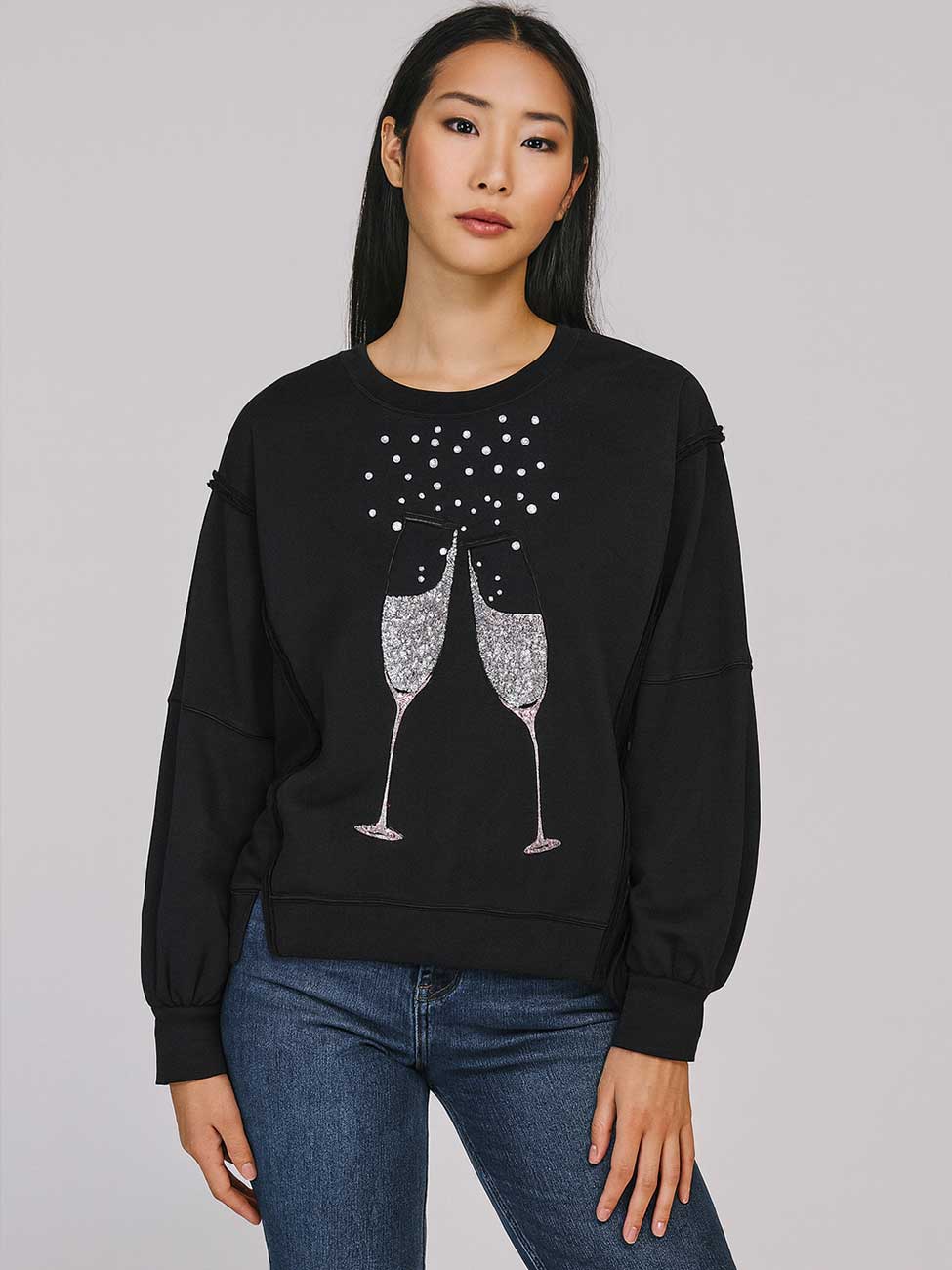 Champagne Glasses Embellished Long Sleeve