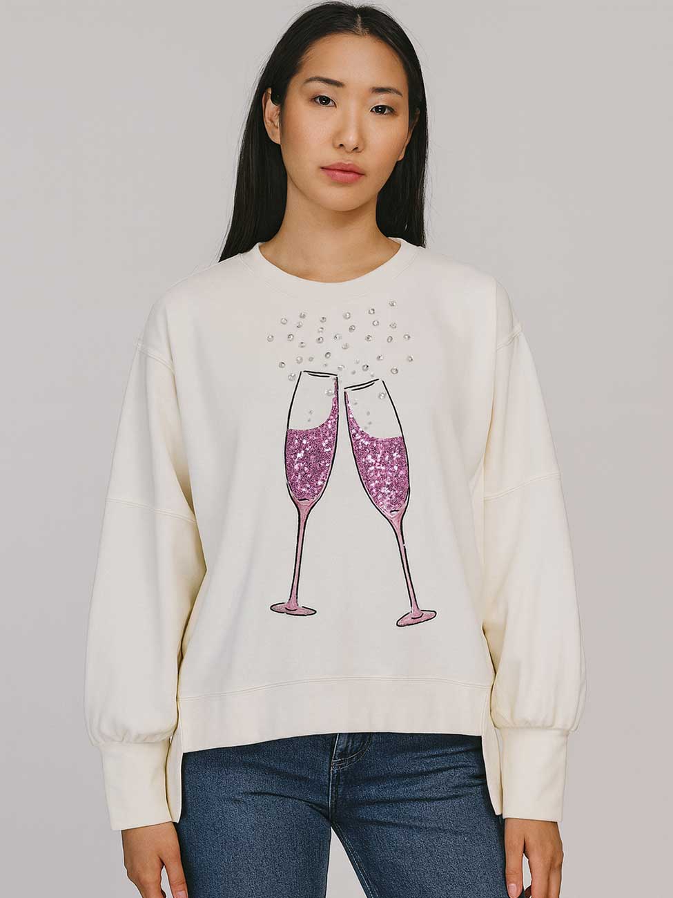 Champagne Glasses Embellished Long Sleeve