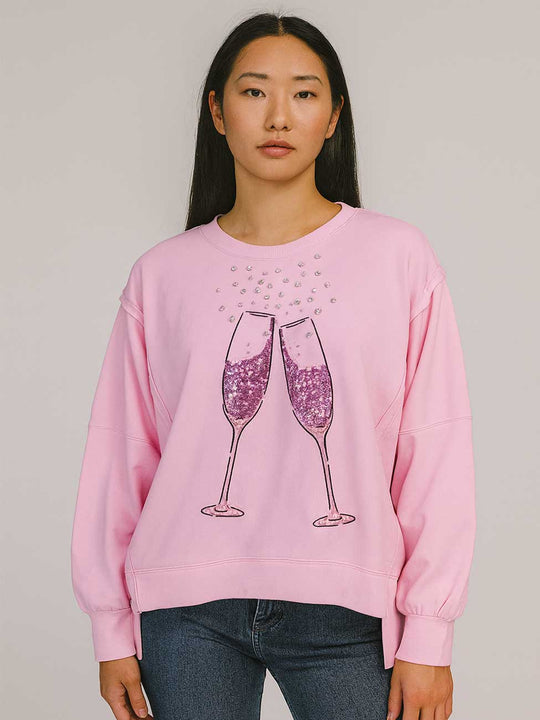 Champagne Glasses Embellished Long Sleeve