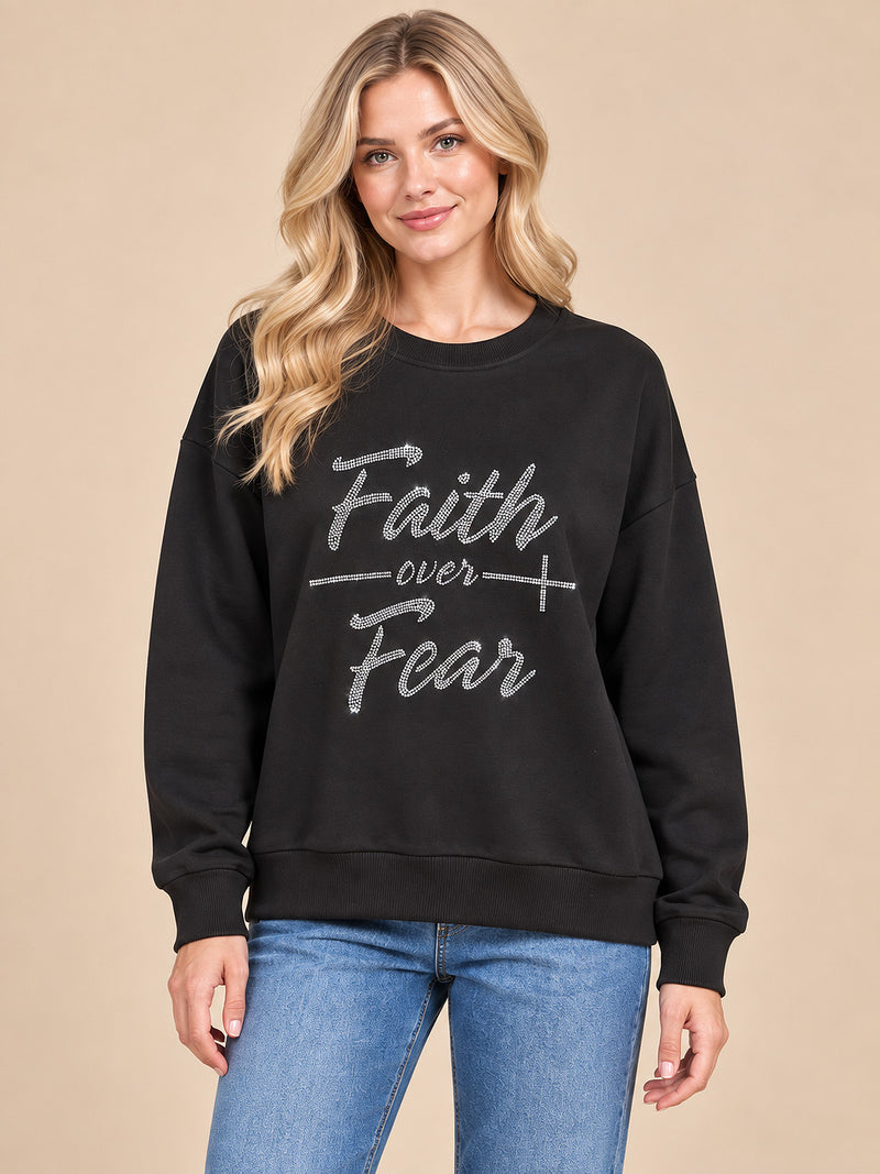 Faith over Fear Rhinestone Crewneck