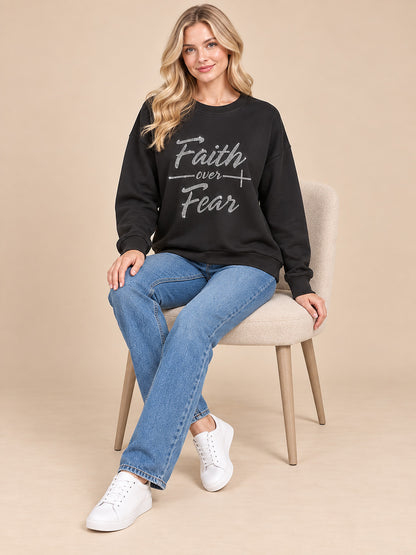 Faith over Fear Rhinestone Crewneck