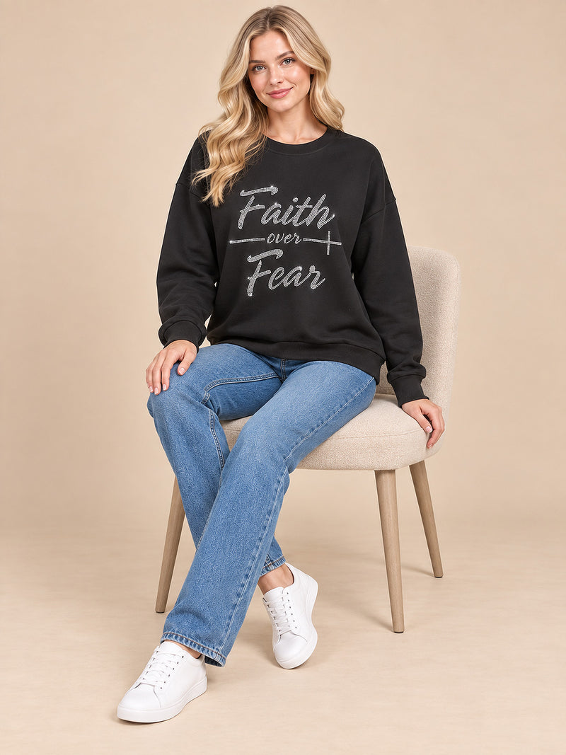 Faith over Fear Rhinestone Crewneck