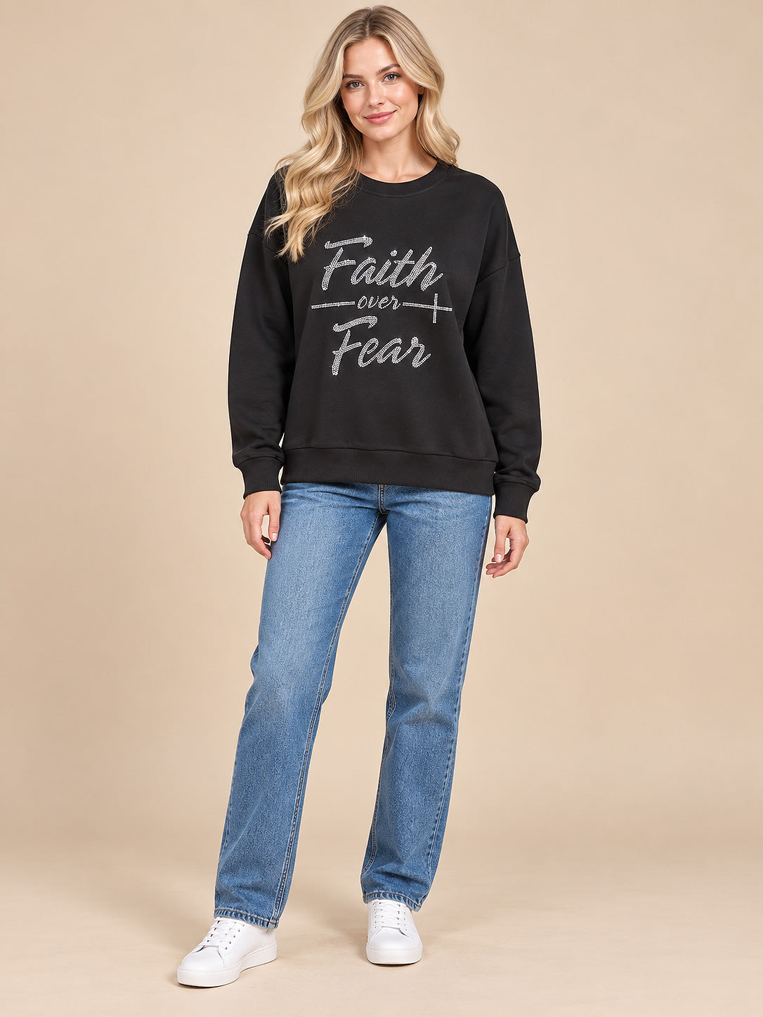 Faith over Fear Rhinestone Crewneck
