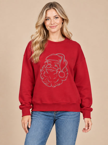 Santa Face Rhinestone Crewneck