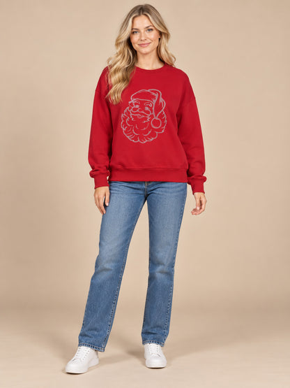 Santa Face Rhinestone Crewneck