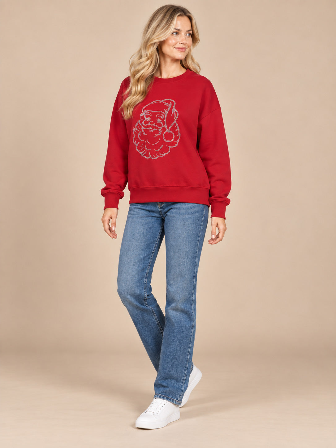 Santa Face Rhinestone Crewneck