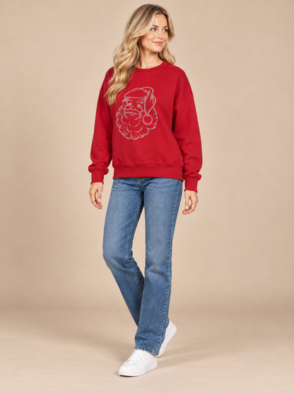 Santa Face Rhinestone Crewneck