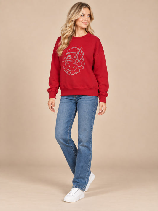 Santa Face Rhinestone Crewneck