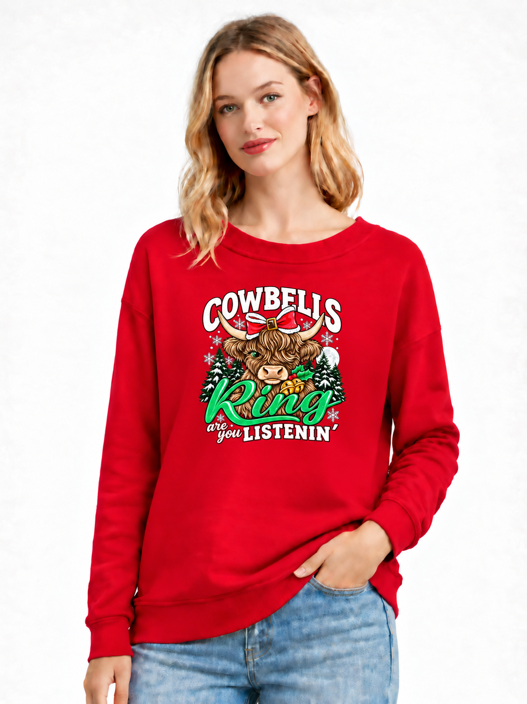 Cowboy Christmas Graphic Crewneck Sweatshirt
