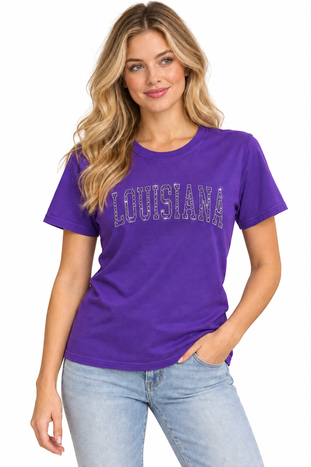 Louisiana Rhinestone Fitted Tee