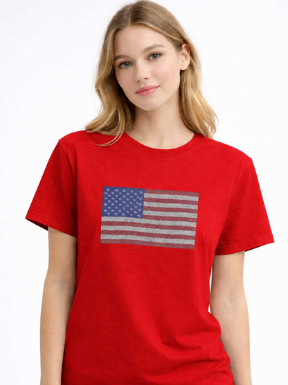 American Flag Heat Stone Tee