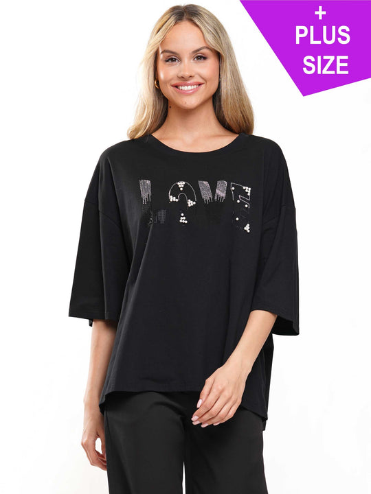 Hot fix and pearl LOVE t-shirt
