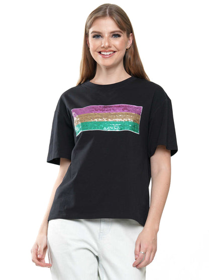 Striped sequin mardi gras shirt