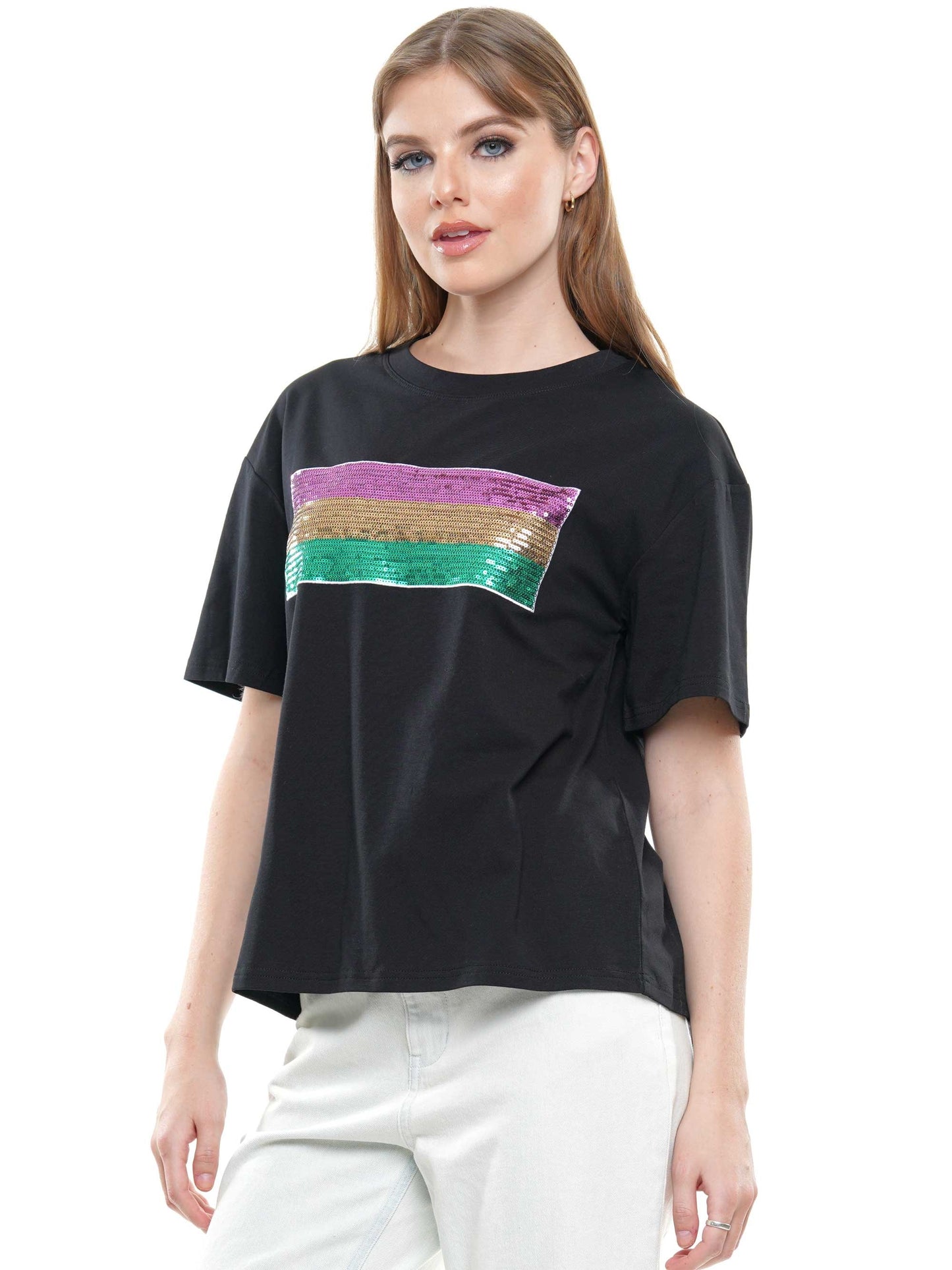 Striped sequin mardi gras shirt