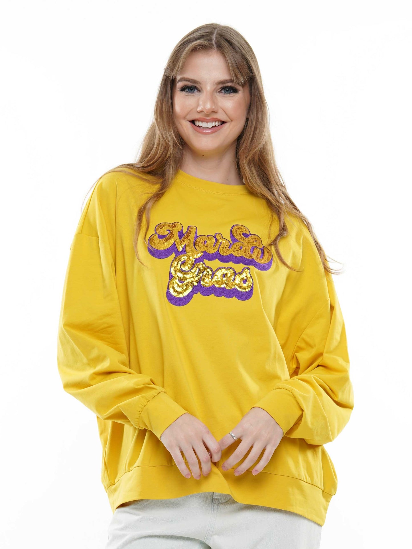 Mardi Gras Sequin Embroidery Long Sleeve