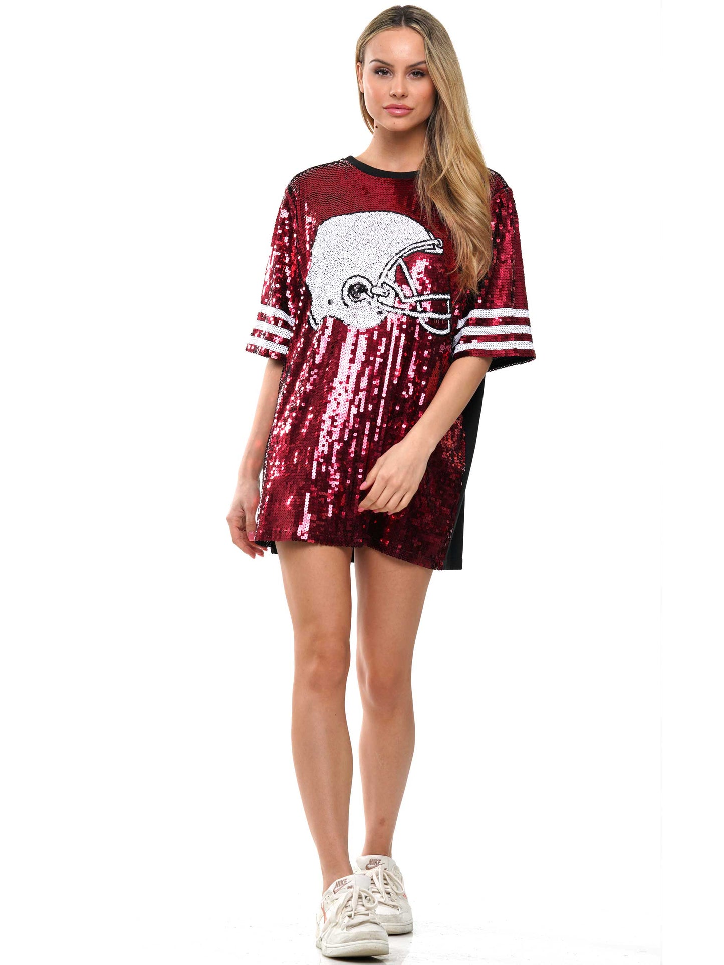 Sequin Dress with Football Helmet