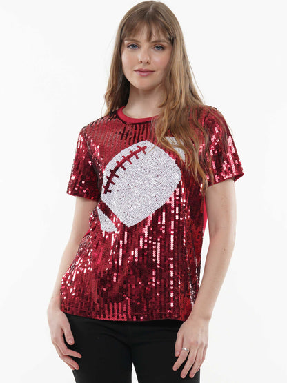 Sequin football gameday sequin top