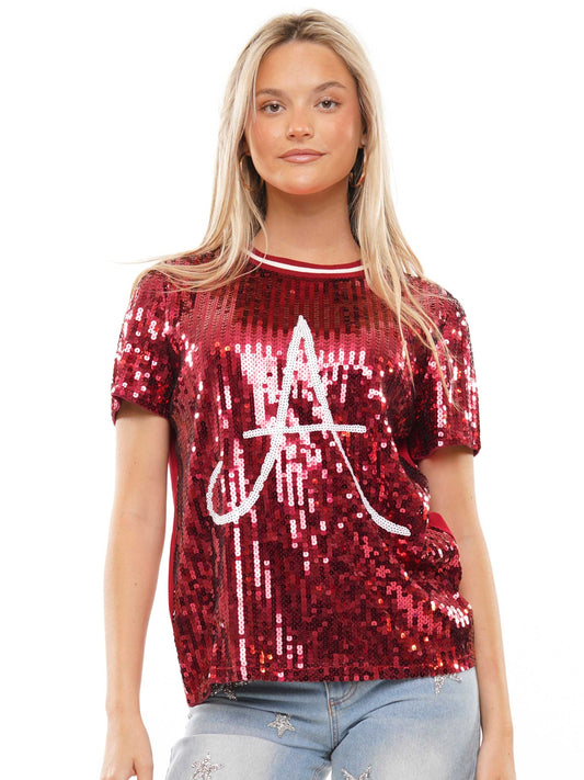 Sequin top with letter A