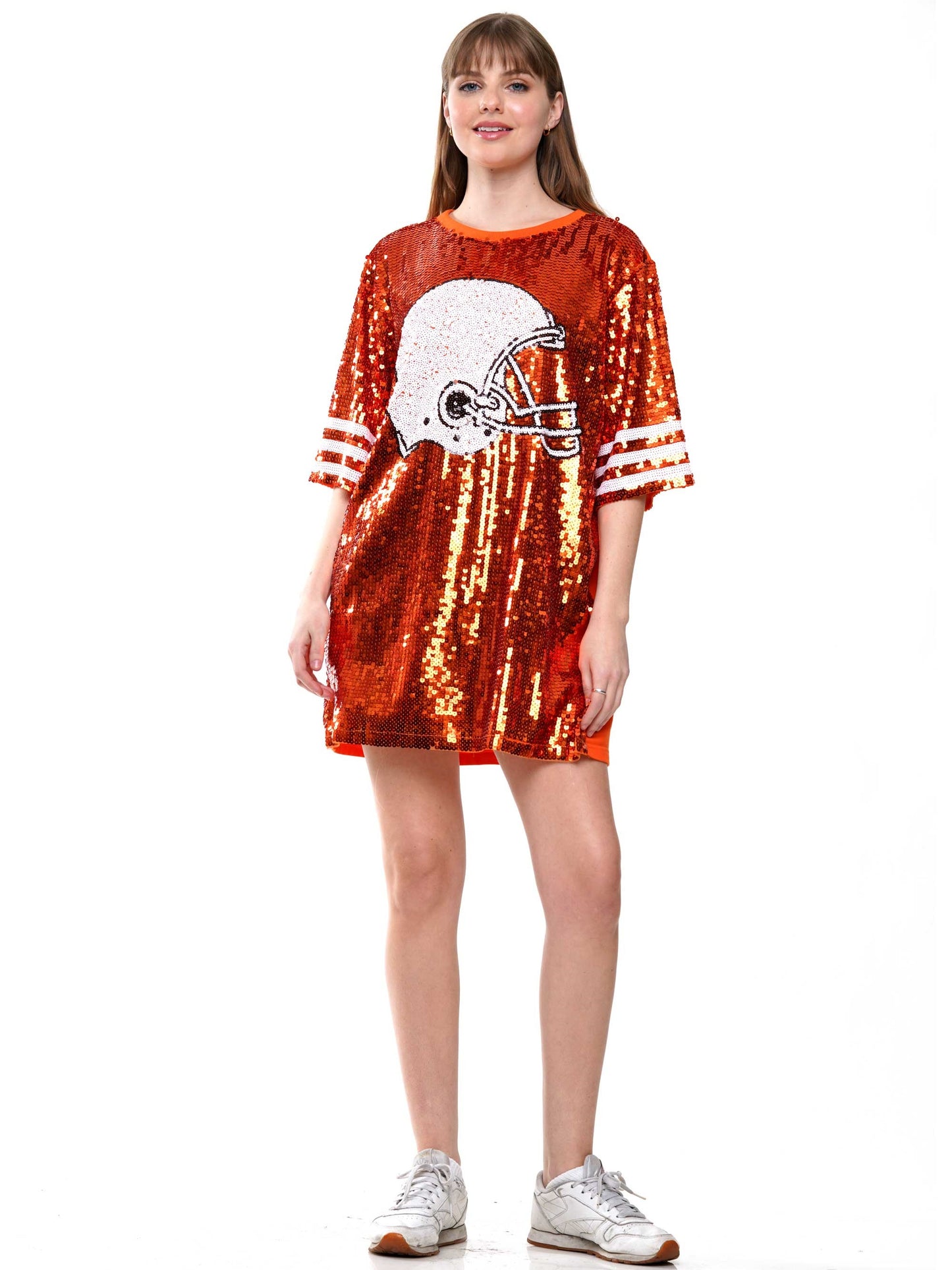 Sequin Dress with Football Helmet