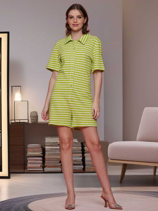 Drop Waist Striped Romper