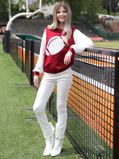 Sequin Sleeve Football Sweater