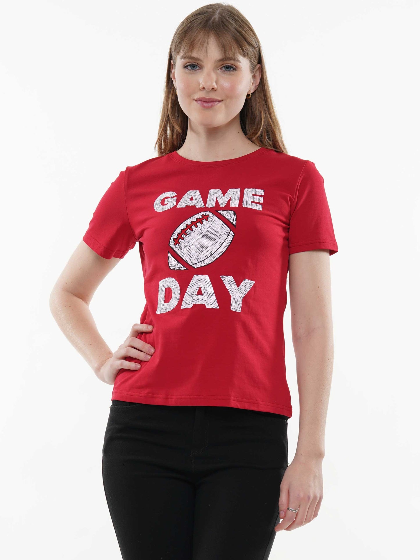 T-shirt with sequin football & gameday