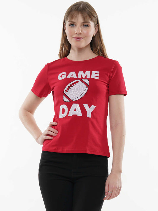 T-shirt with sequin football & gameday