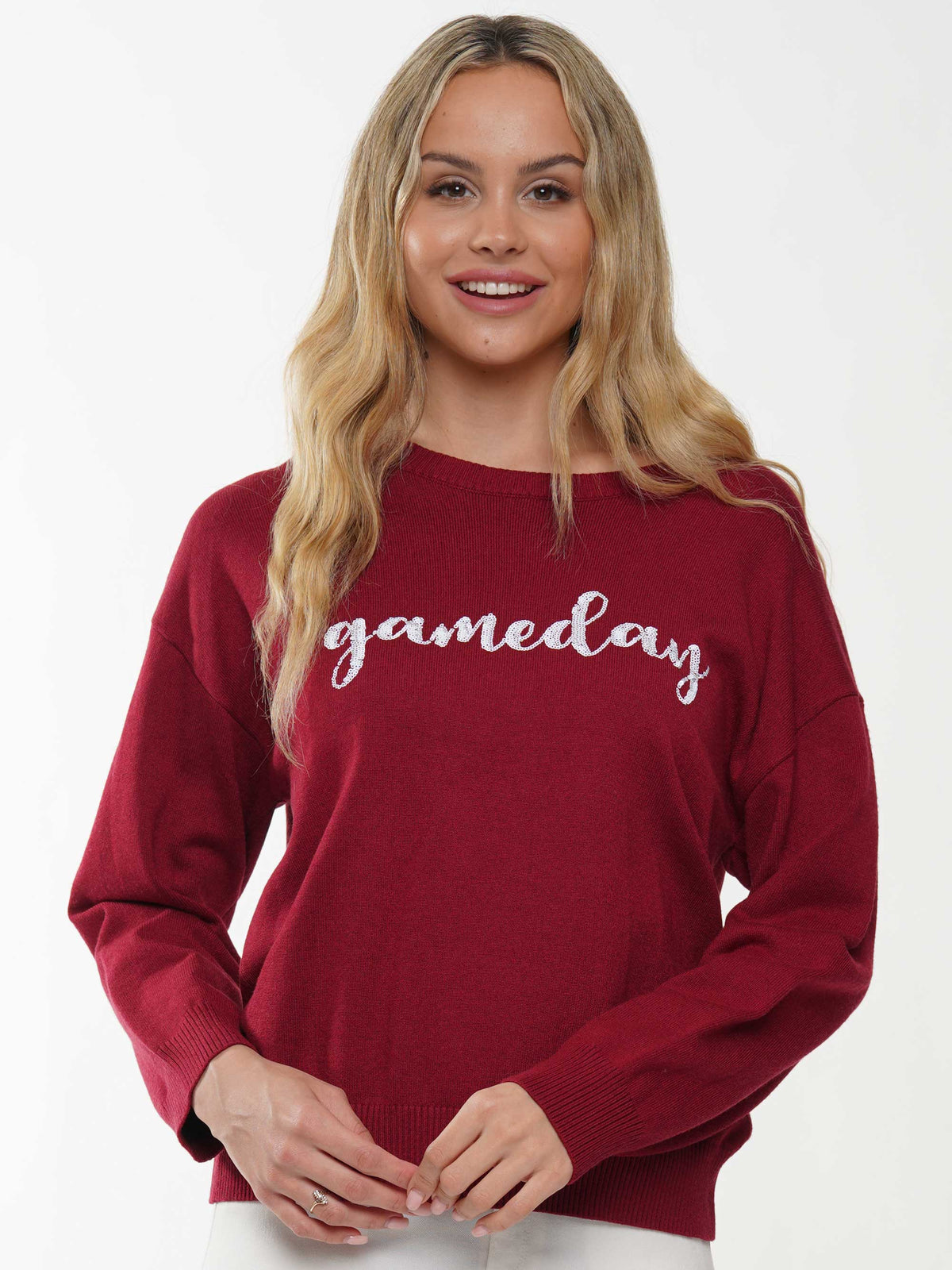 Gameday Script Sequin Sweater