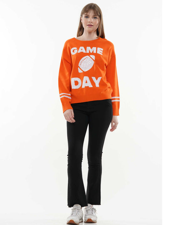 GAME DAY WITH FOOTBALL SEQUIN SWEATER