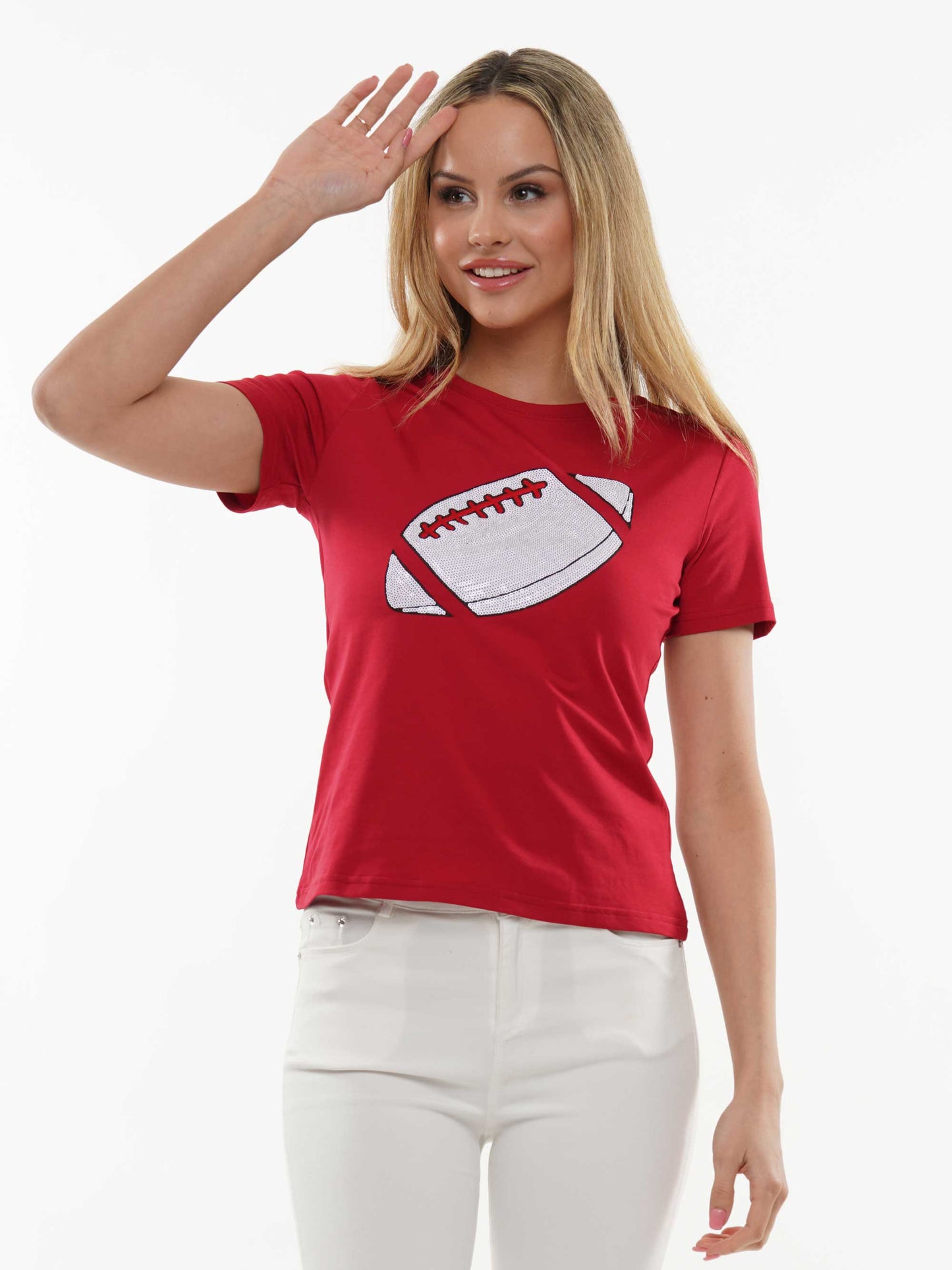 Football Sequin Fitted Tee