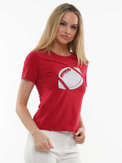 Football Sequin Fitted Tee