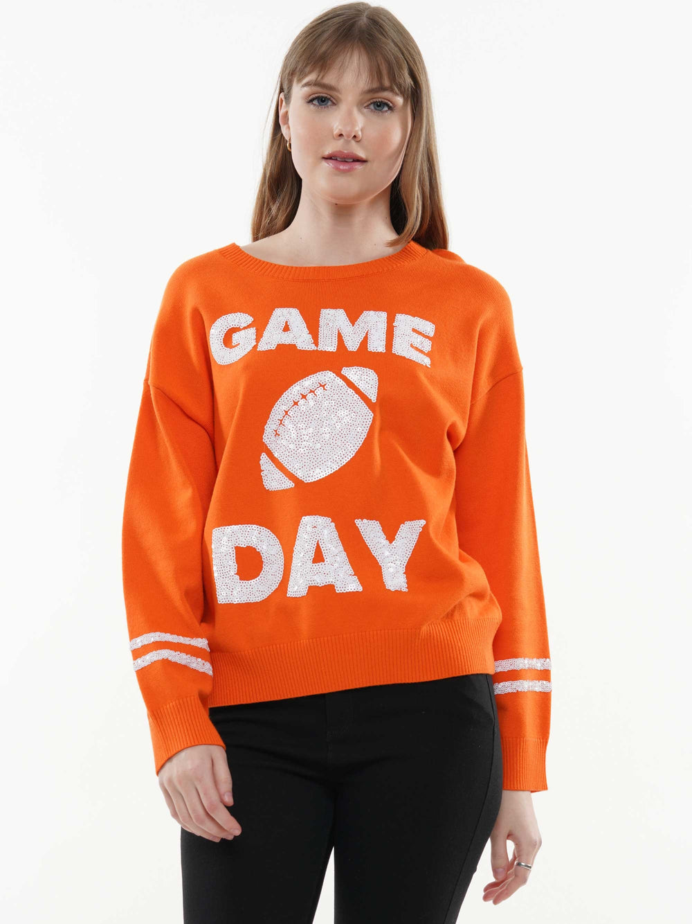 GAME DAY WITH FOOTBALL SEQUIN SWEATER