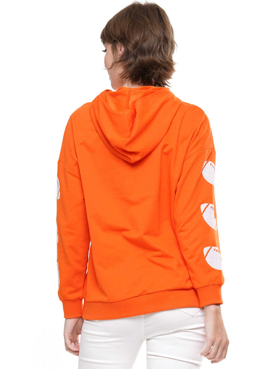 Half-zip hoodie with a relaxed fit and football sequin embroidery