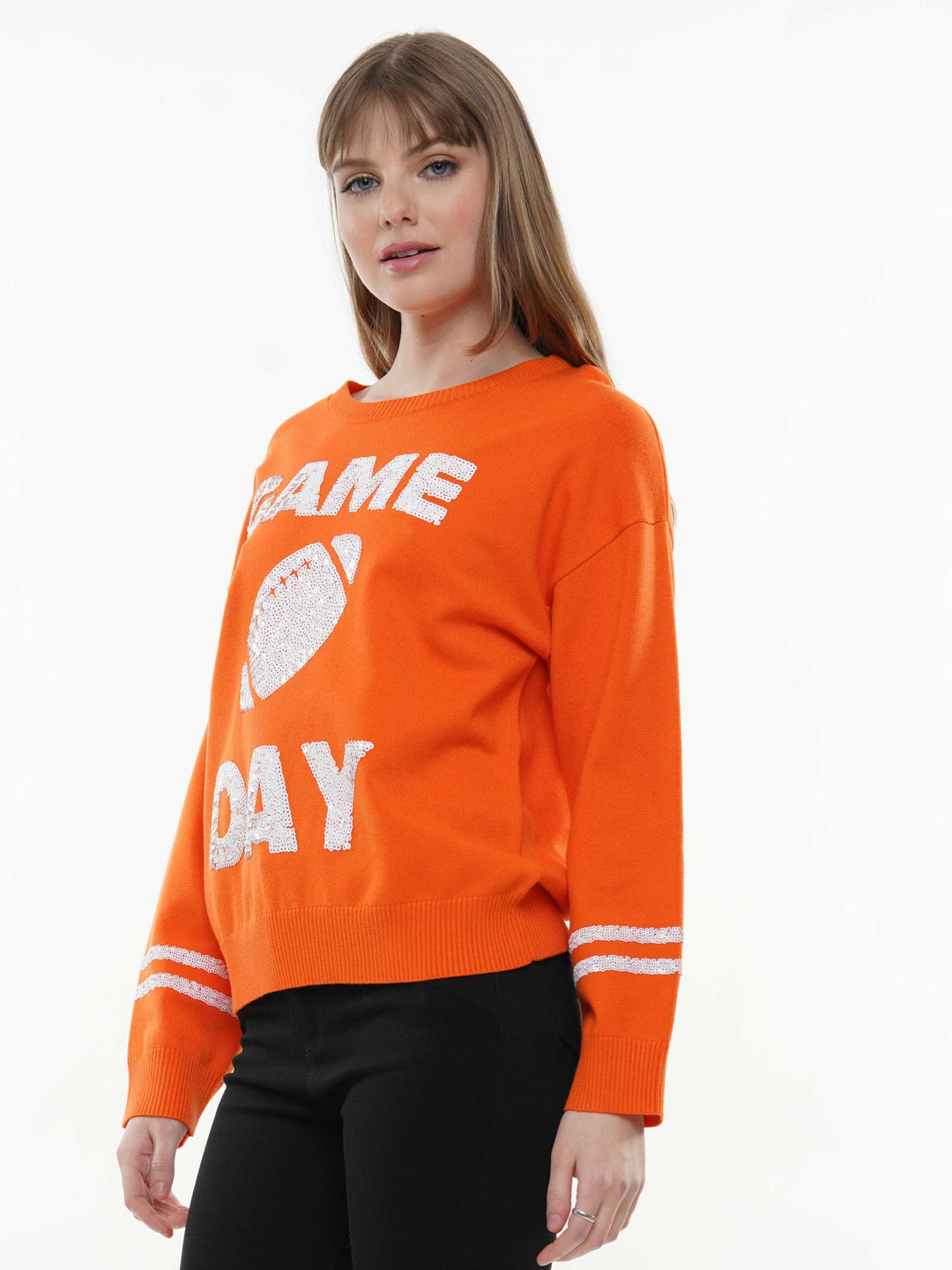 GAME DAY WITH FOOTBALL SEQUIN SWEATER