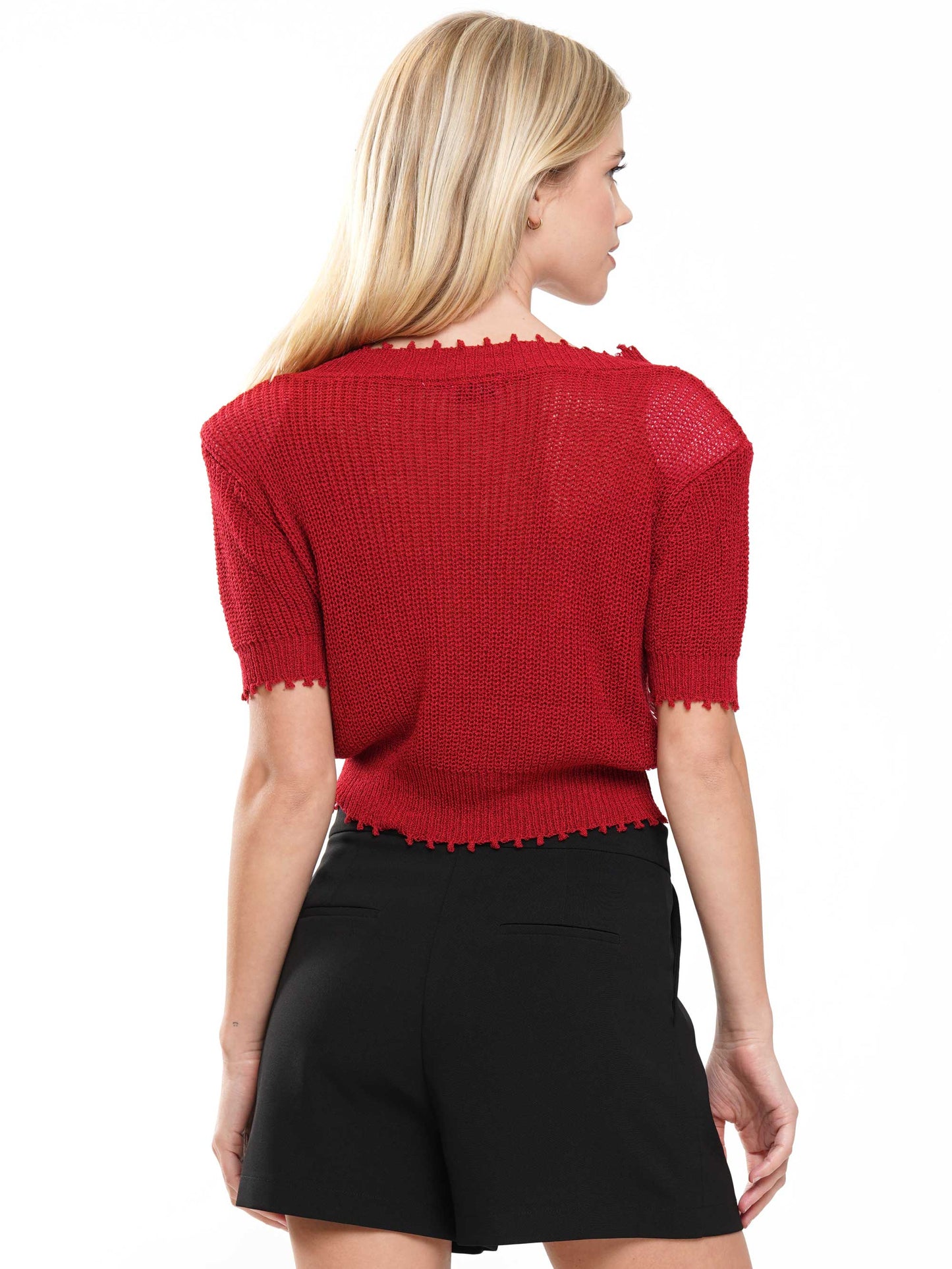 V Neckline Game Day Short Sleeve Knit