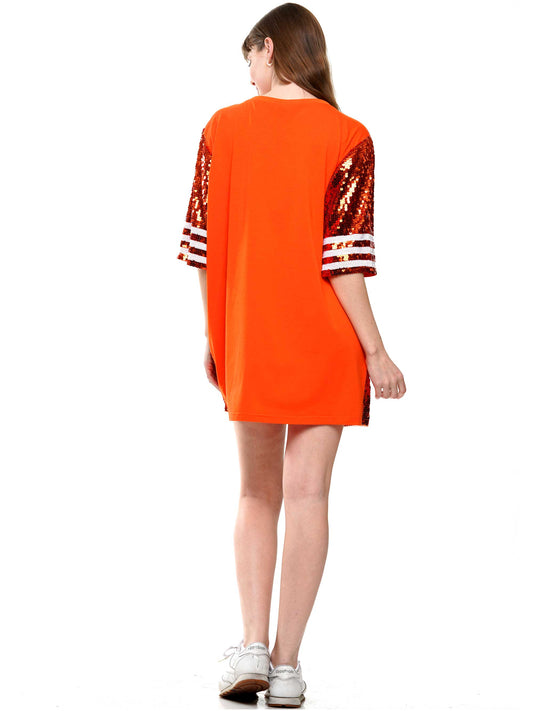 Sequin dress with football helmet